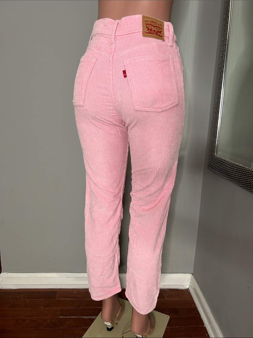 Levi's Light Pink Corduroy High-Rise Straight Jeans inseam 28 inches